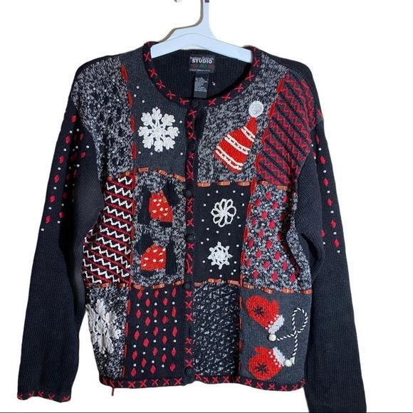 Vintage Designers Originals Studio Christmas Cardigan Sweater AS IS - Picture 1 of 8